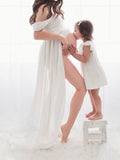 Joliloves Maxi Abito Spacco Spalle Scoperte Scollo A Barchetta Moda Chic Abito per servizio fotografico premaman