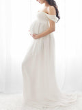 Joliloves Maxi Abito Spacco Spalle Scoperte Scollo A Barchetta Moda Chic Abito per servizio fotografico premaman