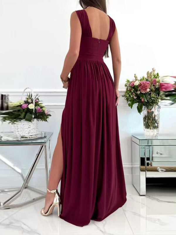Joliloves abiti cerimonia premaman Spacco Laterale Senza Schienale Senza Maniche Festa Maxi vestito premaman