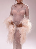Joliloves Colore Unico Trasparente Perla Strass Costumi da bagno Prendisole Festa Spiaggia Vacanze scattare foto Maxi Abiti premaman
