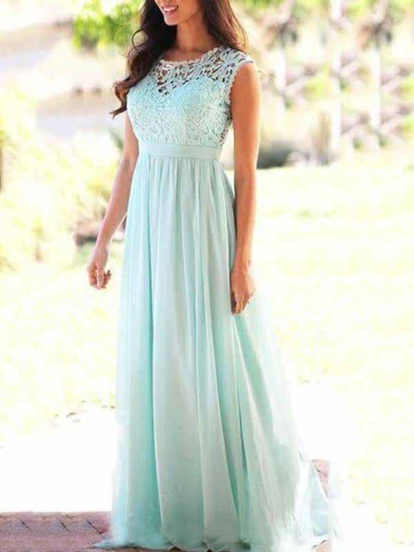 Joliloves Servizio fotografico Baby Shower Chiffon Pizzo Patchwork Girocollo Elegante Dolce Sera Maternità Abito Maxi
