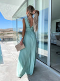 Joliloves Verde Elegante Plissettato Pizzo All'Uncinetto Senza Schienale Cocktail Maxi abiti premaman cerimonia