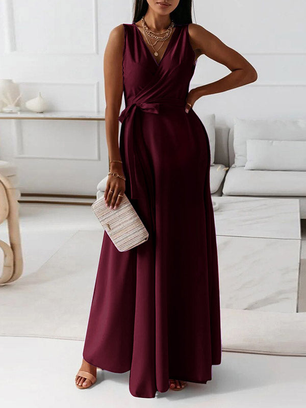Joliloves abito cerimonia premaman Colore Unico Scollo A V Senza Maniche Festa Sposa Maxi vestito premaman