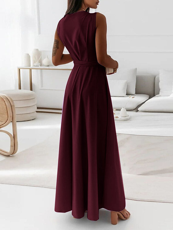 Joliloves abito cerimonia premaman Colore Unico Scollo A V Senza Maniche Festa Sposa Maxi vestito premaman