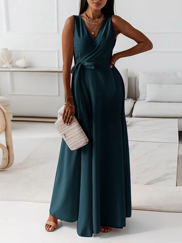 Joliloves abito cerimonia premaman Colore Unico Scollo A V Senza Maniche Festa Sposa Maxi vestito premaman