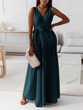 Joliloves abito cerimonia premaman Colore Unico Scollo A V Senza Maniche Festa Sposa Maxi vestito premaman