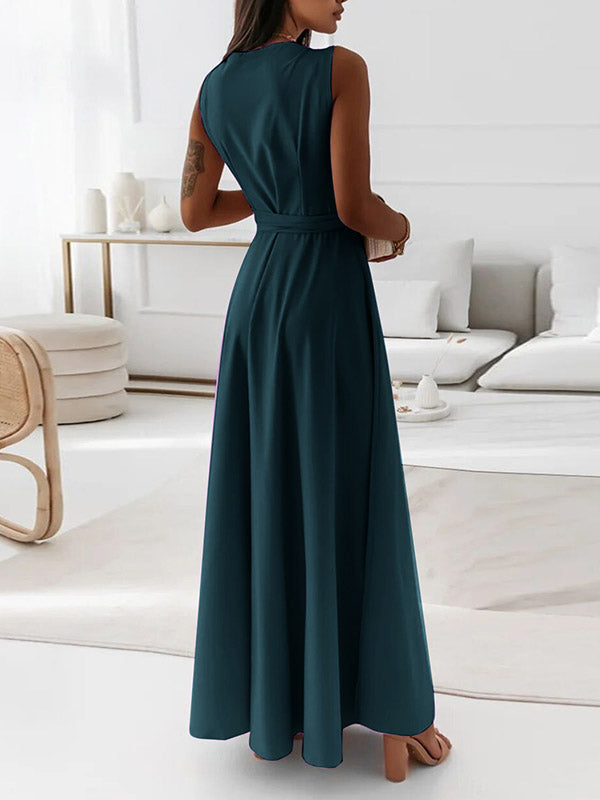 Joliloves abito cerimonia premaman Colore Unico Scollo A V Senza Maniche Festa Sposa Maxi vestito premaman
