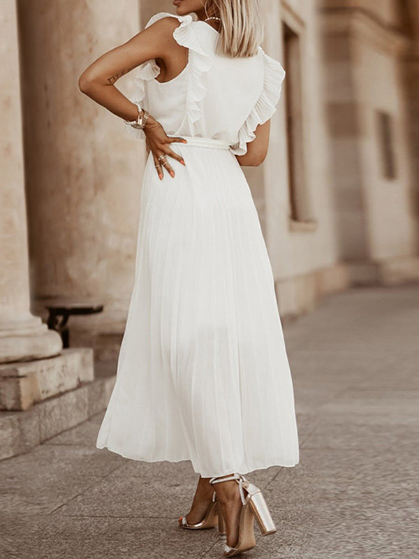 Joliloves abiti cerimonia premaman  Balze Senza Maniche Scollo A V Elegante Cocktail Maxi Abito Premaman Abito da cerimonia