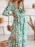Abito lungo premaman casual con maniche a 3/4 e scollo a V con stampa floreale Joliloves