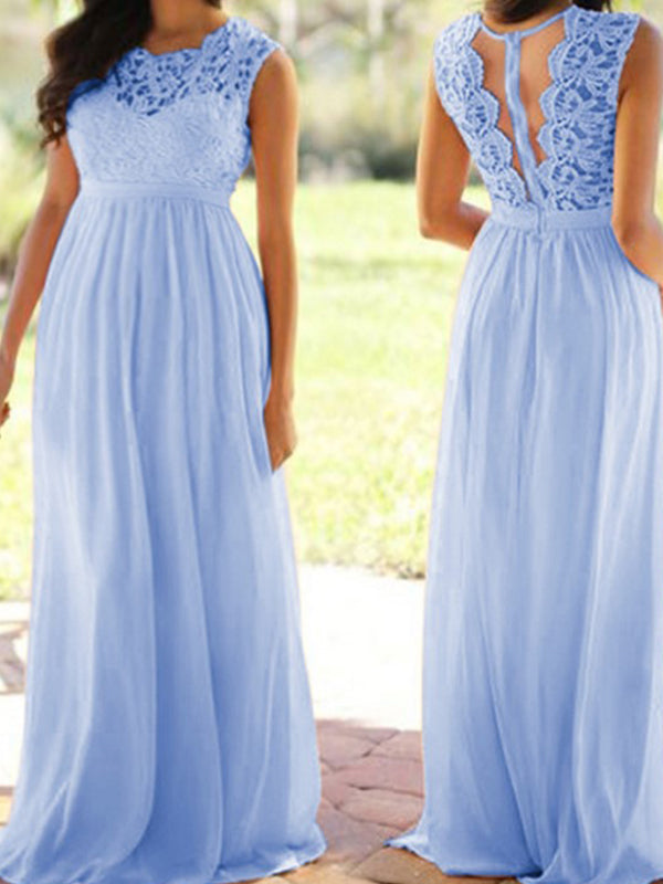 Joliloves Servizio fotografico Baby Shower Chiffon Pizzo Patchwork Girocollo Elegante Dolce Sera Maternità Abito Maxi
