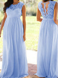 Joliloves Servizio fotografico Baby Shower Chiffon Pizzo Patchwork Girocollo Elegante Dolce Sera Maternità Abito Maxi