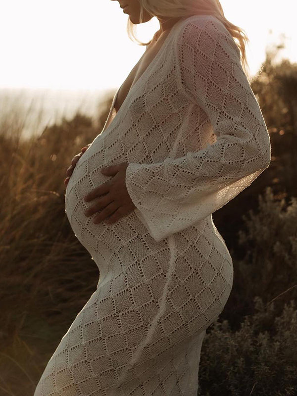 Joliloves abiti premaman Elegante Senza Schienale Tessvto Adatto per servizi fotografici Maxi vestito premaman