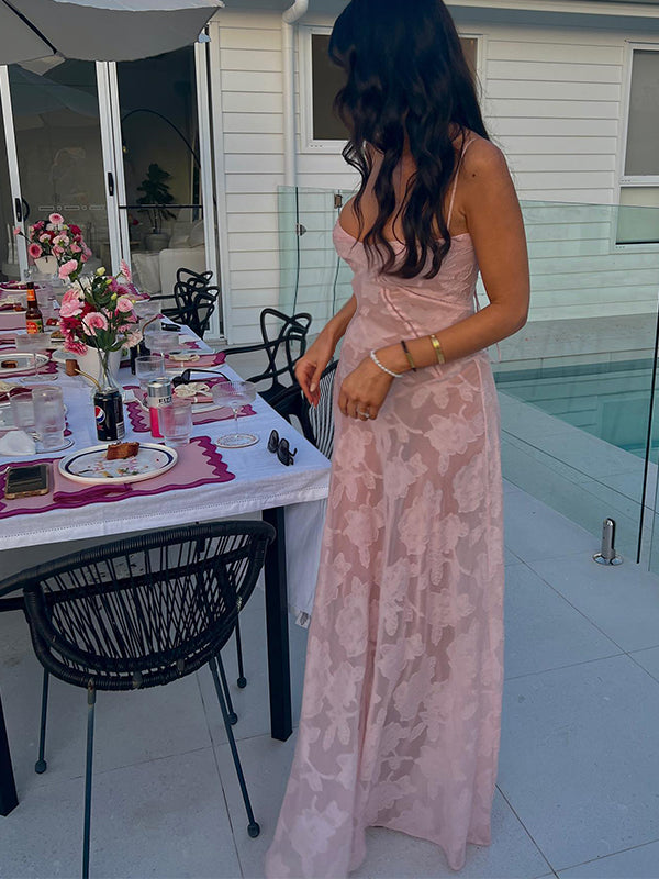 Joliloves Rosa Sottoveste lungo Vestito premaman Senza Schienale Festa Notte Fuori trasparente Vestiti premaman eleganti