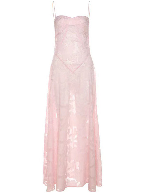 Joliloves Rosa Sottoveste lungo Vestito premaman Senza Schienale Festa Notte Fuori trasparente Vestiti premaman eleganti