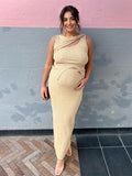 Joliloves Albicocca Irregolare Spacco Coda Di Pesce Moda Chic Sottile Abiti premaman