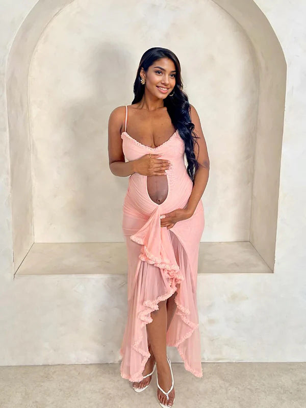 Joliloves chiffon Balze Spacco Sottoveste Coda Di Pesce Cocktail  scattare foto Maxi vestiti eleganti premaman