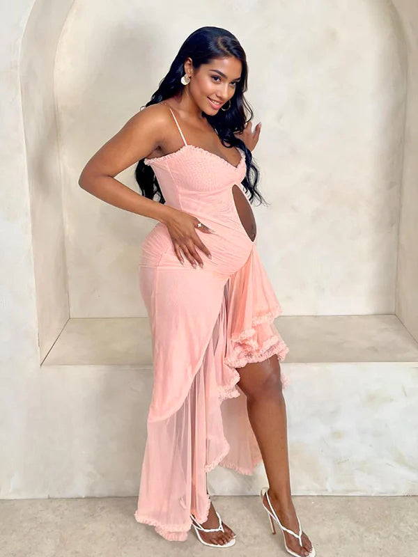Joliloves chiffon Balze Spacco Sottoveste Coda Di Pesce Cocktail  scattare foto Maxi vestiti eleganti premaman