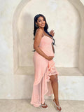 Joliloves chiffon Balze Spacco Sottoveste Coda Di Pesce Cocktail  scattare foto Maxi vestiti eleganti premaman