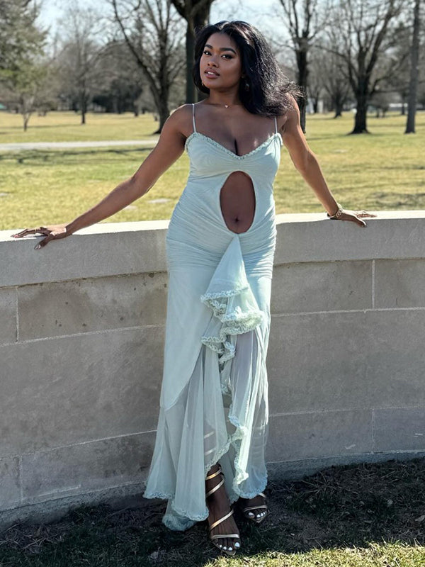 Joliloves chiffon Balze Spacco Sottoveste Coda Di Pesce Cocktail  scattare foto Maxi vestiti eleganti premaman