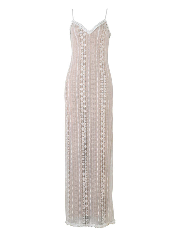 Joliloves Albicocca Pizzo 2 Pezzi Spacco Laterale Scollo A V Sottoveste Maxi vestiti eleganti fotografico premaman