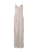 Joliloves Albicocca Pizzo 2 Pezzi Spacco Laterale Scollo A V Sottoveste Maxi vestiti eleganti fotografico premaman