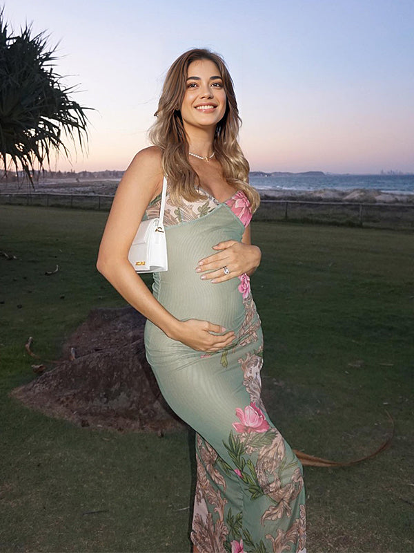 Joliloves Verde Sottoveste La Moda Sottile Festa Vacanze Maxi Abiti premaman
