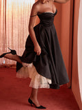 Joliloves Nero Doppio strato chiffon Sottoveste Scollo A V Cocktail  Maxi Abiti premaman
