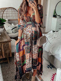 Joliloves Abito lungo premaman alla moda casual con maniche a tre quarti con scollo a V bohémien