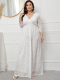 Joliloves Elegante Pizzo Ricamo Scollo A V Festa Maxi abiti cerimonia premaman