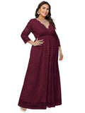 Joliloves Elegante Pizzo Ricamo Scollo A V Festa Maxi abiti cerimonia premaman