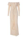 Joliloves Albicocca Maxi vestiti eleganti premaman Una Spalla Spacco Laterale Balze Vacanze Fotografia gestante