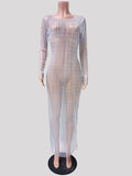 Joliloves Colore Unico Trasparente Perla Strass Costumi da bagno Prendisole Festa Spiaggia Vacanze scattare foto Maxi Abiti premaman