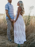 Joliloves Abito per servizio fotografico Rete Ricamo Maxi Abito Premaman Elegante Abito da cerimonia