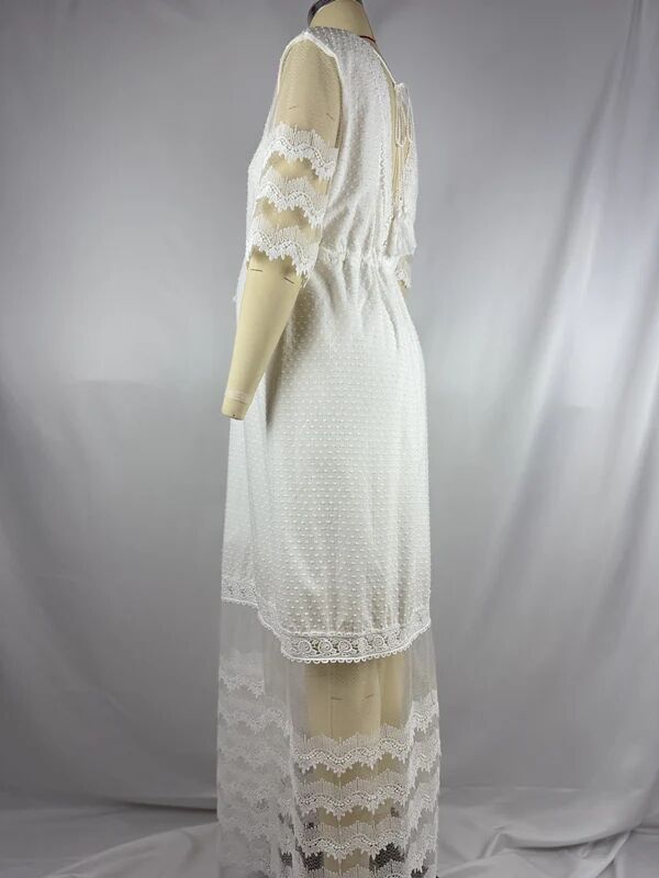 Joliloves Bianco Pizzo Spacco Laterale Senza Schienale Coulisse Con Cintura Elegante Maxi Abiti premaman per servizi fotografici