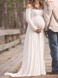 Joliloves Maxi Abito Spalle Scoperte Elegante Abiti da sposa Abito per servizio fotografico premaman