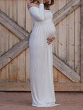 Joliloves Maxi Abito Spalle Scoperte Elegante Abiti da sposa Abito per servizio fotografico premaman