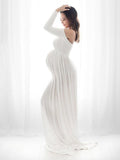 Joliloves Maxi Abito Spalle Scoperte Elegante Abiti da sposa Abito per servizio fotografico premaman