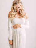 Joliloves Maxi Abito Spalle Scoperte Elegante Abiti da sposa Abito per servizio fotografico premaman