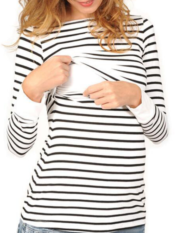 Joliloves Top premaman A Strisce Premaman Moda Chic Maglietta per l'allattamento al seno