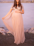 Joliloves Patchwork Paillettes Mesh Profondo Scollo A V Eleganti Abiti Premaman Occasioni Speciali
