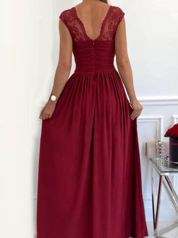 Joliloves Abito Premaman Per Patchwork Pizzo Spacco Laterale Senza Schienale Eleganti Maxi Abiti Vestito