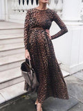 Joliloves Abito Premaman Per Motivo Leopardato A Vita Alta Elegante Maxi Abiti Vestito