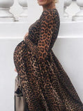 Joliloves Abito Premaman Per Motivo Leopardato A Vita Alta Elegante Maxi Abiti Vestito