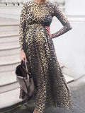 Joliloves Abito Premaman Per Motivo Leopardato A Vita Alta Elegante Maxi Abiti Vestito
