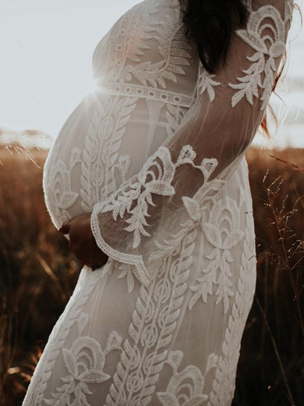 Joliloves Stampa Floreale Pizzo Girocollo Abiti Per Servizi Fotografici in Pizzo Vestito