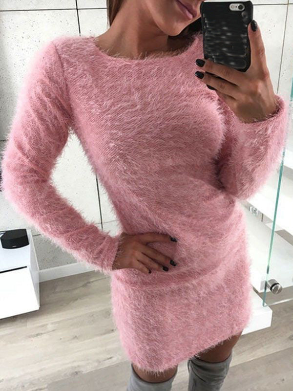 Joliloves Abito Premaman Per Colore Unico Manica Lunga Abiti eleganti curvy Vestiti premaman eleganti