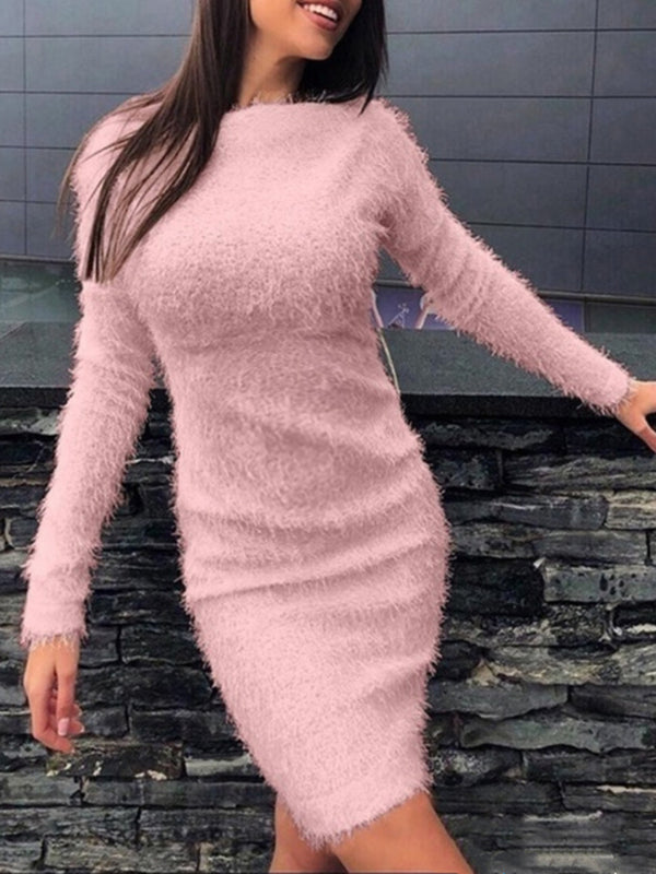 Joliloves Abito Premaman Per Colore Unico Manica Lunga Abiti eleganti curvy Vestiti premaman eleganti