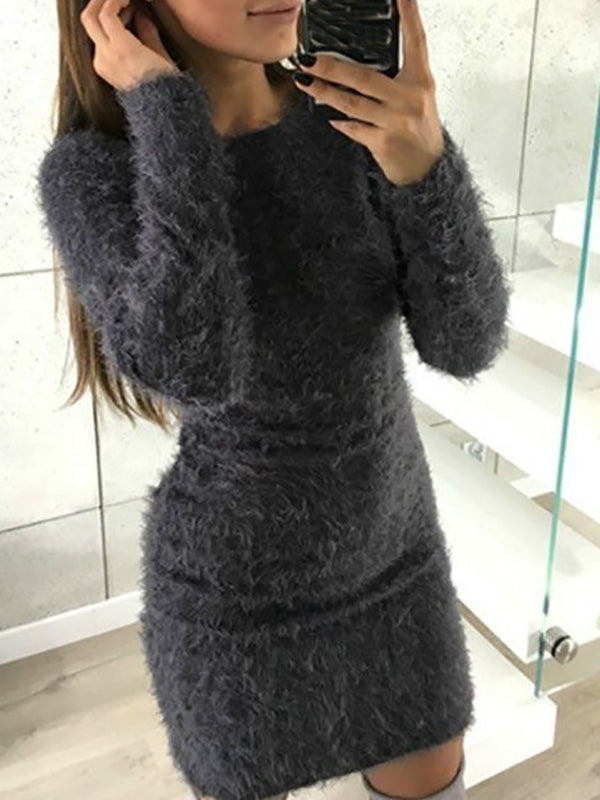 Joliloves Abito Premaman Per Colore Unico Manica Lunga Abiti eleganti curvy Vestiti premaman eleganti