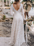 Joliloves Abito lungo in pizzo con scollo a V senza schienale grande swing abito da sposa elegante da sera premaman bianco