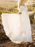 Joliloves Abito Premaman Per Colore Unico Pizzo Balze Trasparente Vestito baby shower Vestiti premaman eleganti